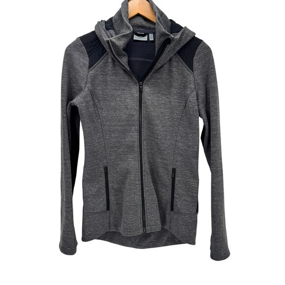Athleta Stronger Hoodie Womens Small Gray Black Full Zip Activewear Jacket - Picture 1 of 10